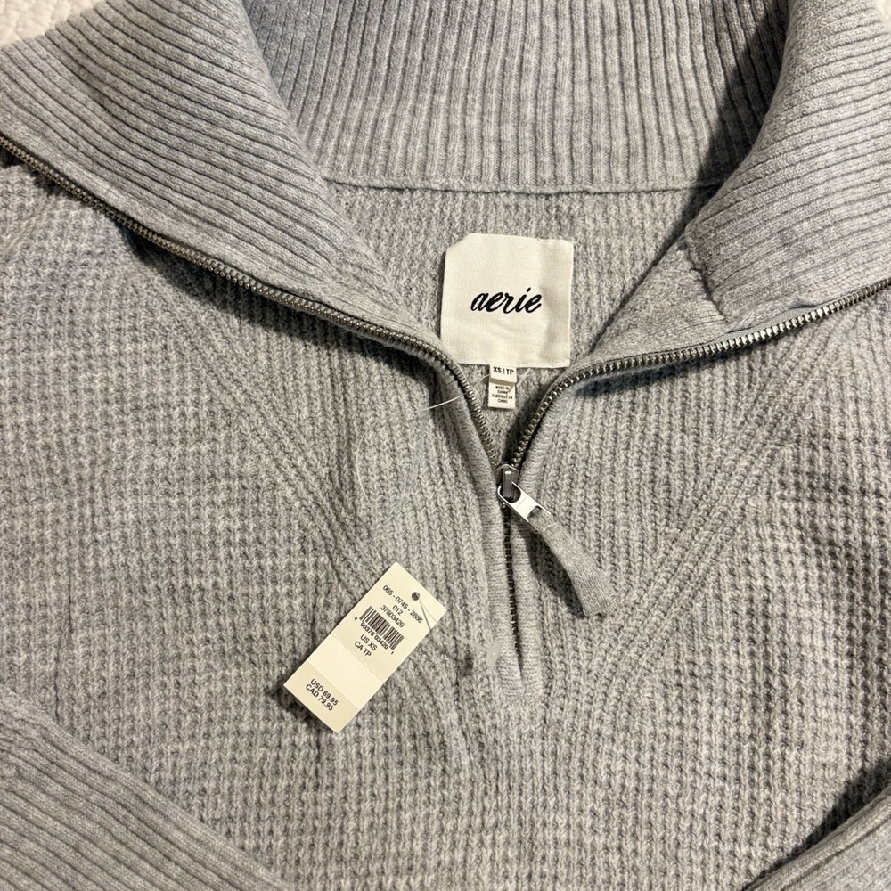 Aerie women’s Zip-Up Sweater in Gray